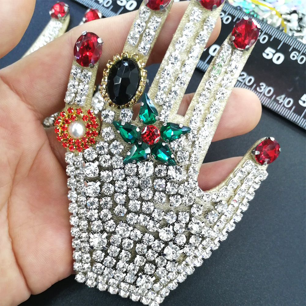 h023 bling bling handmade crystal patch sequin applique rhinestone  appliques patch for clothes