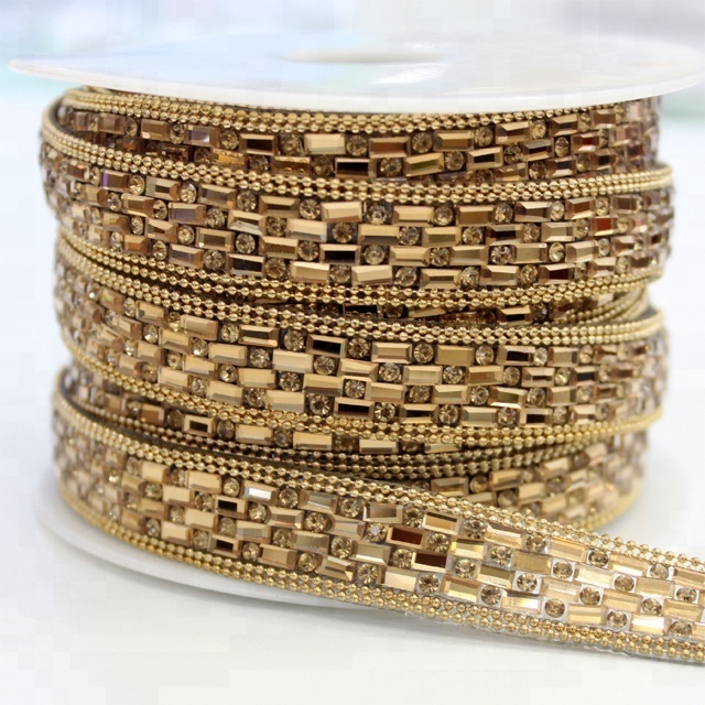 tr016 glass beads strass chain crystal rhinestone trim wholesale rhinestone adhesive trim for bag shoe