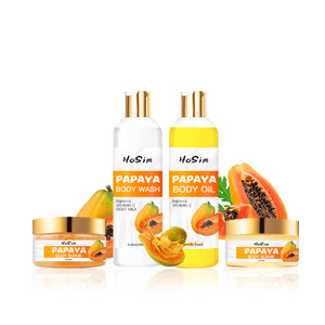 Papaya Gift Set For Women SPA Luxetique Bath Sets 4 Pieces Papaya Shower Gel Body Lotion Scrub Lotion Oil Birthday Gifts Set