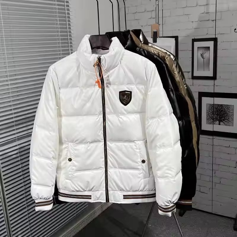 Fashion Down Coat Men's Bright Face Trend Hooded Short Thick Winter Bomber Shiny Puffer Men's Jacket