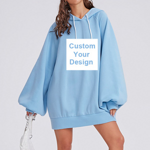 Wholesale Long Sleeve Short Dress Hoodie Custom Logo Women Casual Hoodie Dresses