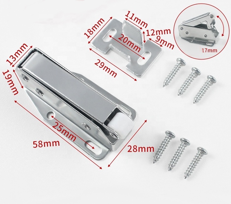 Furniture Drawer Latch Cabinet Door Latch Grabber Catches Push Close Cabinet Latch with Mounting Screw