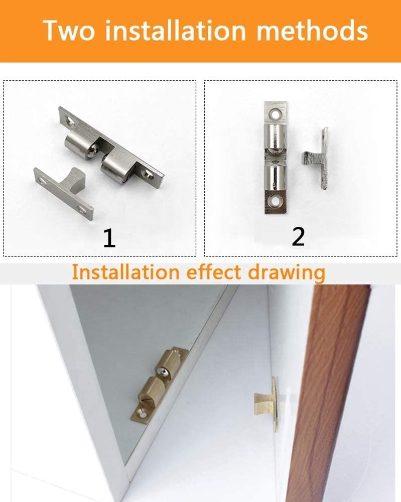 Furniture Cabinet Door Brass Dual Ball Roller Catch Latch  Magnetic Closures Door