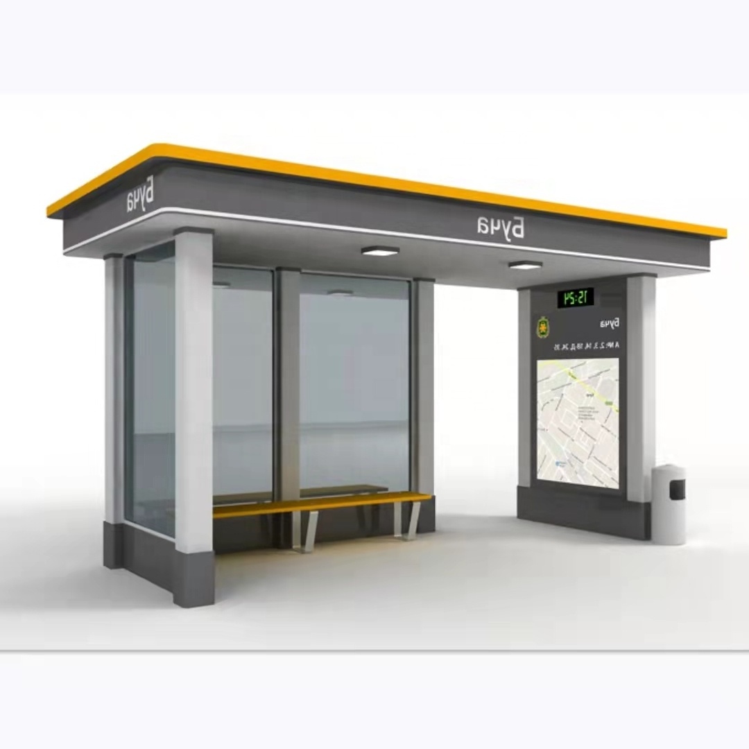 Solar power bus stop shelter in custom design smart city furniture bus station with solar panels