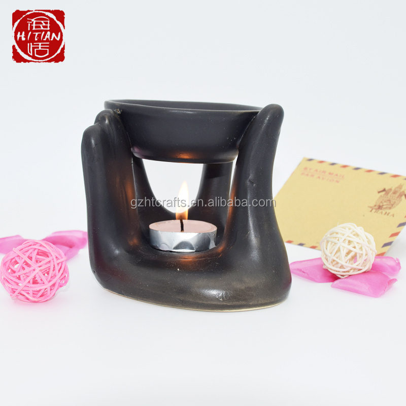 Hand shape unique ceramic wax candle warmer tea light melt burner