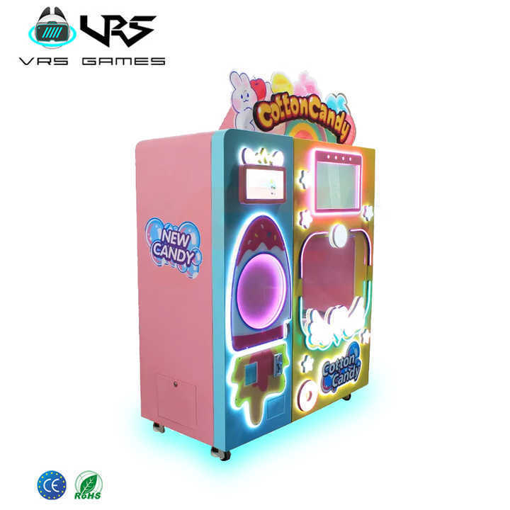 New Design Automatic Mini Flower Cotton Candy Vending Machine Customizable Coin Banknotes Swipe Card