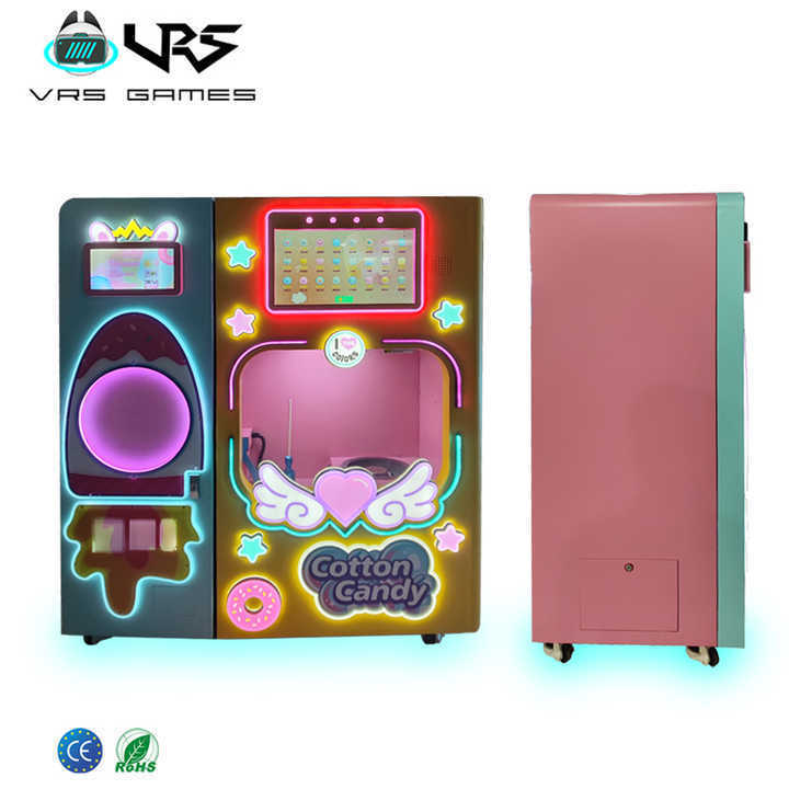 New Design Automatic Mini Flower Cotton Candy Vending Machine Customizable Coin Banknotes Swipe Card