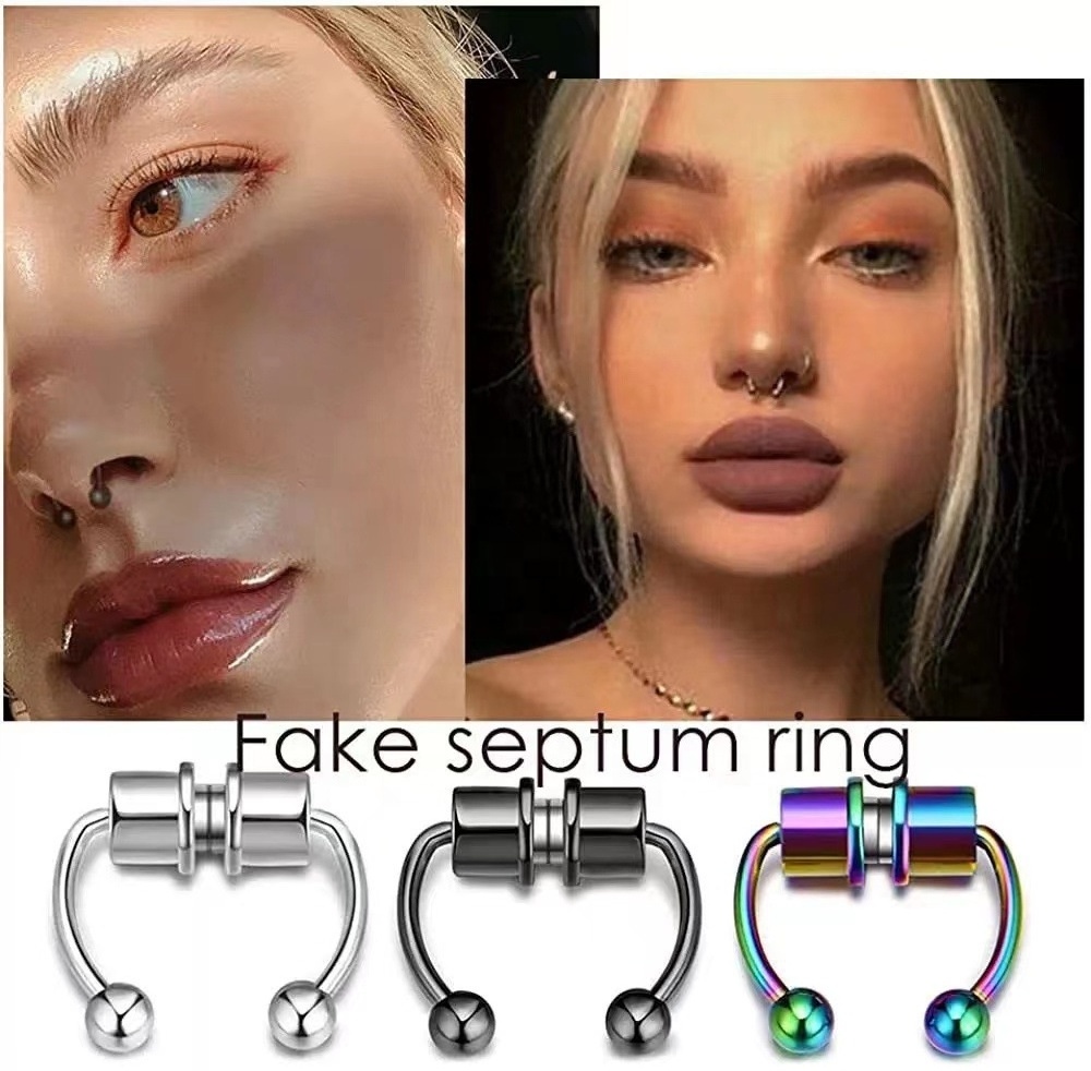 Wholesale High Quality Stainless Steel Imitation Horseshoe Magnetic Septum Nose Ring Fake Septum Ring