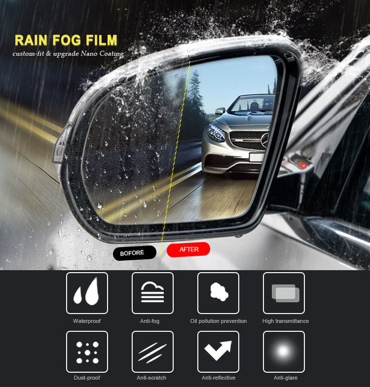 Auto Car Anti Water Mist Film Anti Fog Coating Rainproof Rearview Mirror Protective Film