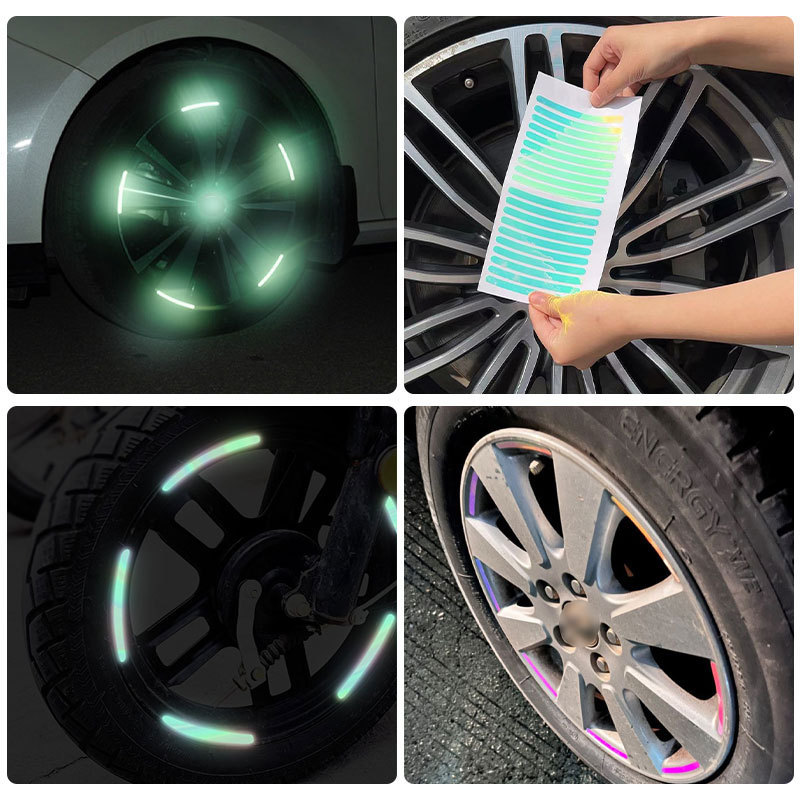 Reflective Colorful Car Wheel Hub Rim Stripe Tape Decal Luminous Sticker