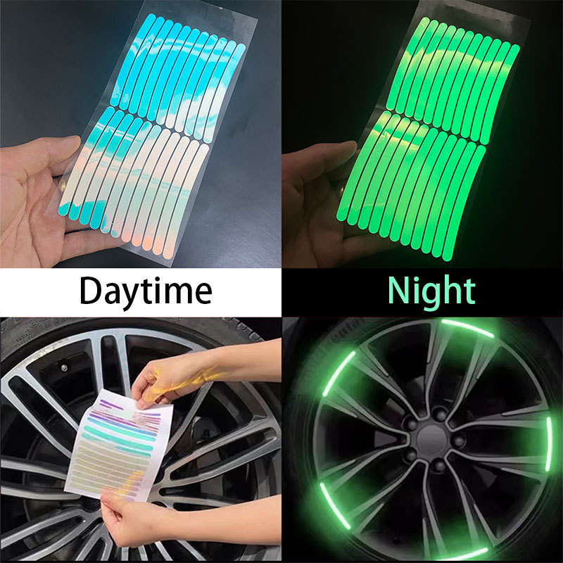 Reflective Colorful Car Wheel Hub Rim Stripe Tape Decal Luminous Sticker