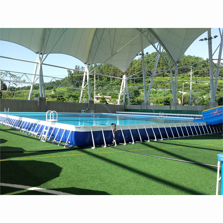 Outdoor PVC inflatable Rectangular Metal Frame Swimming Pool, Stainless steel swimming pool