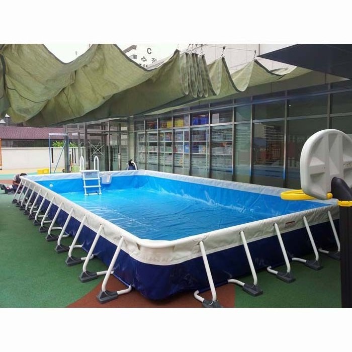 Outdoor PVC inflatable Rectangular Metal Frame Swimming Pool, Stainless ...