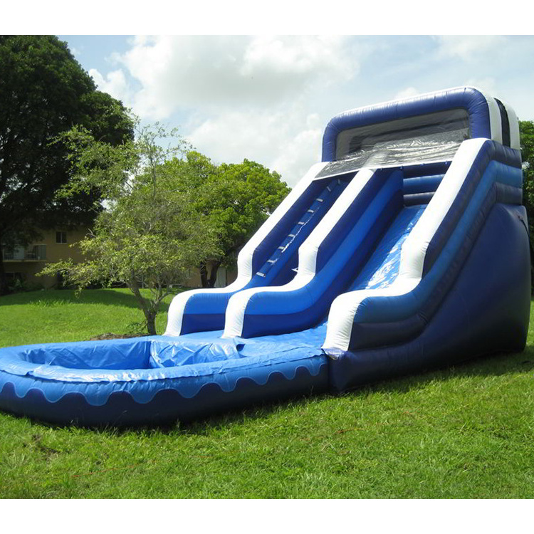 Commercial Grade Giant Inflatable Water Double Lane Slip Slide For Adult With Pool Tube