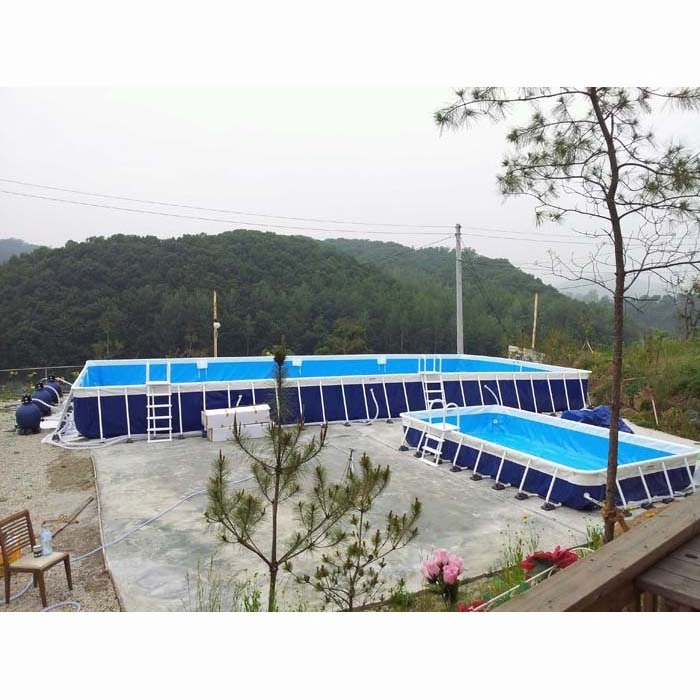 Outdoor PVC inflatable Rectangular Metal Frame Swimming Pool, Stainless steel swimming pool