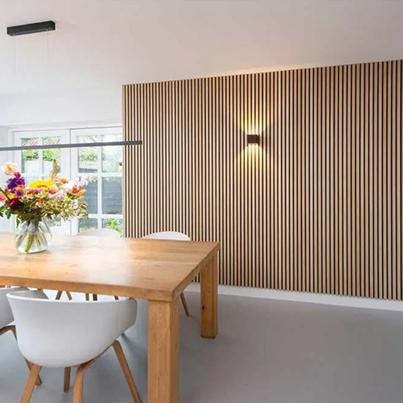 Decorative Nature Wood Veneer Acustik Panels Polyester Fiber Acoustic Wood Wall Board Acoustic Wood Wall Veneer Slat Panels