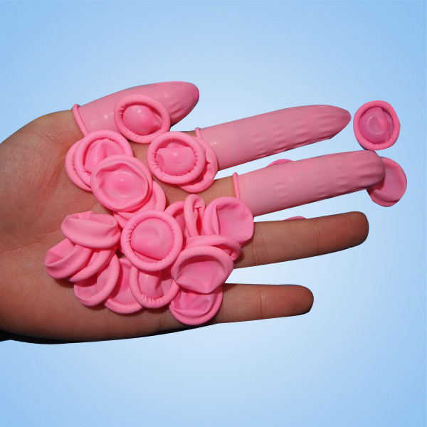 Pink finger cots ESD cots Round Roll Powder Free Cots latex conductive