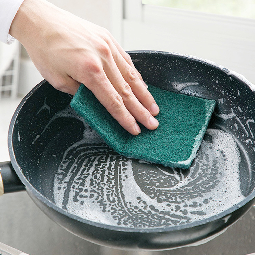 Kitchen scourer cleaning scrubber polyester green sponges kitchen scouring pads