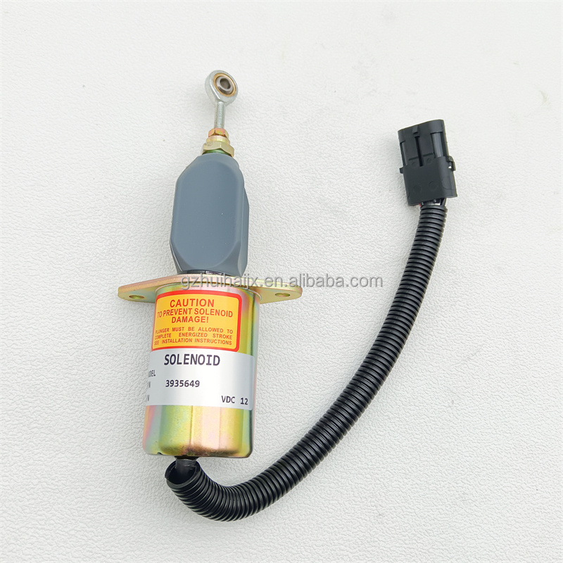 High Quality Excavator Parts Engine Stop Solenoid Valve Shutoff 24V 3935649 For Cummins Engine 5.9L 8.3L  3935649