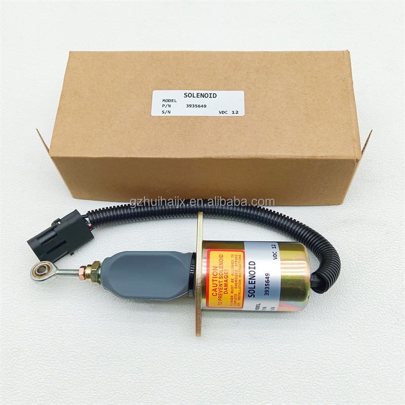 High Quality Excavator Parts Engine Stop Solenoid Valve Shutoff 24V 3935649 For Cummins Engine 5.9L 8.3L  3935649