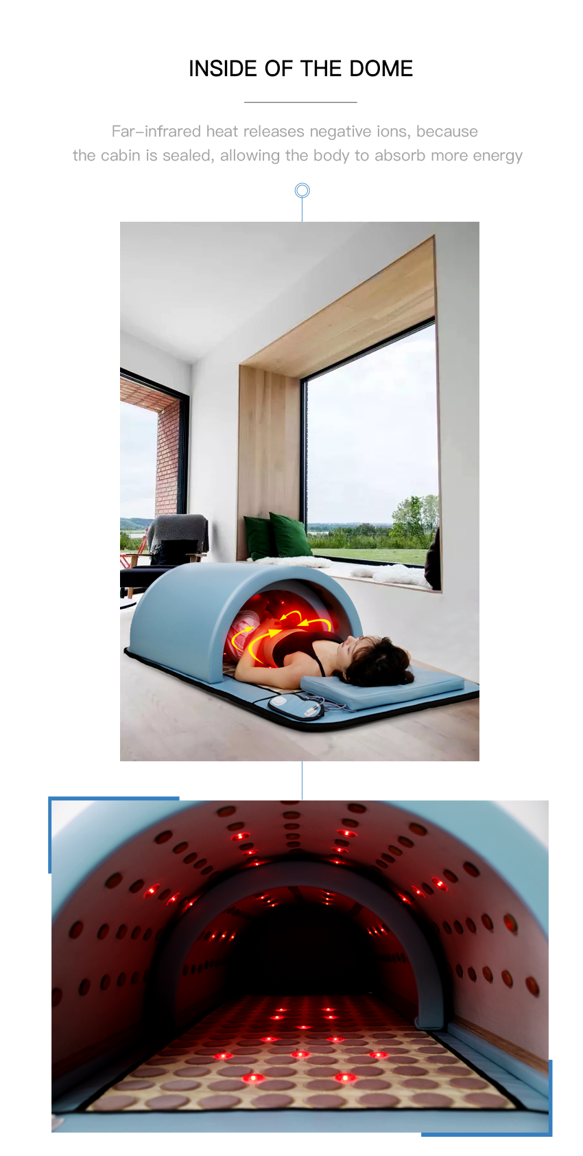 2023 Best Beauty Central Spa Infrared Detox Photon Light Sauna Dome Tourmaline Germanium Jade Stone Energy Luxury Sauna Dome