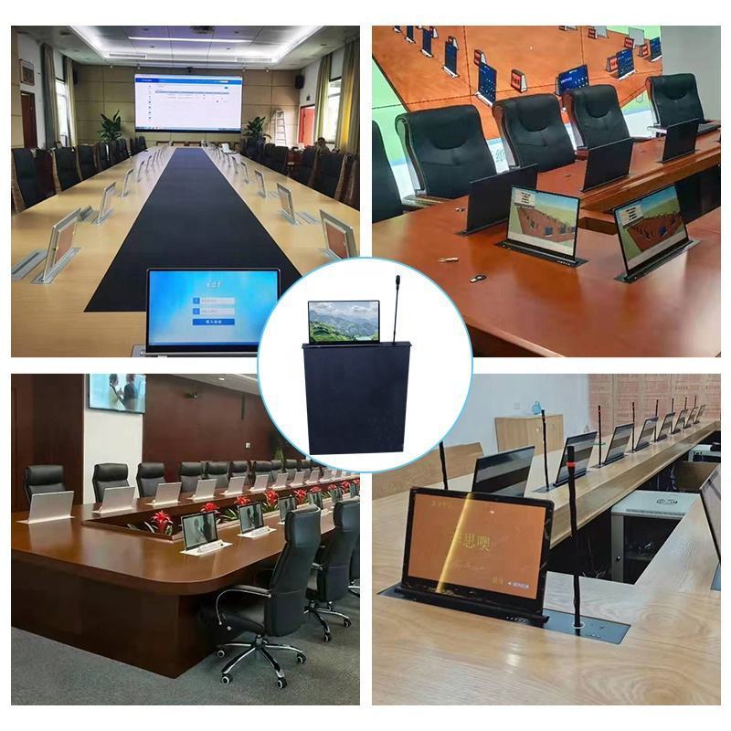 New Arrival 21.5 inch Motorized Monitor Lift Electric Computer Elevator Meeting Table Lcd Lift for Paperless conference system