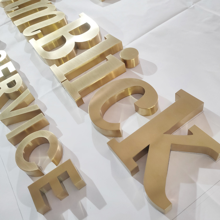 Metal letters 3d sign custom gold metal letter led signage indoor & outdoor 3d letters sign