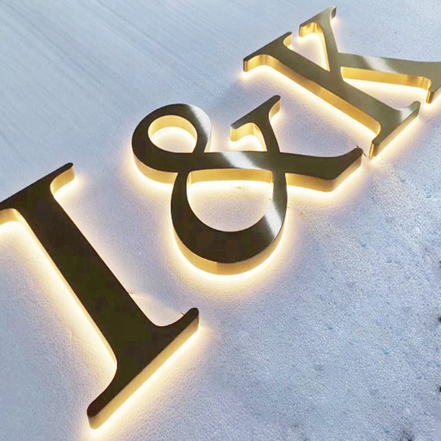 Custom 3d led letter sign light company gold backlit letter business logo sign outdoor factory shop name led sign