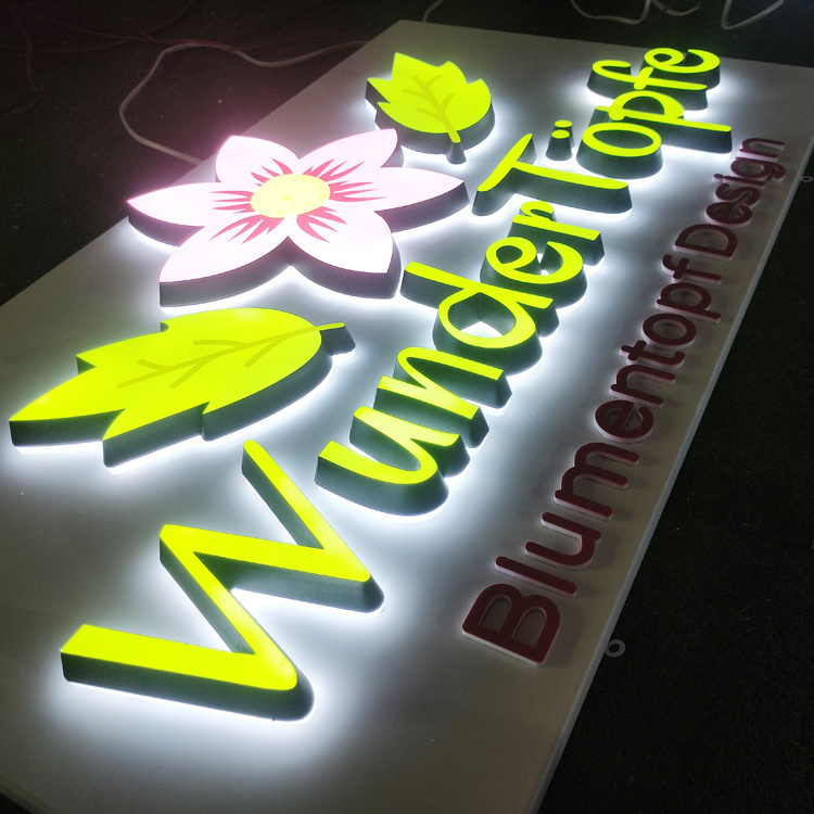 3d Brand Logo Custom sign board Led Lighting Electronic Signage Full Acrylic Light Up Sign Letter Led Logo Sign