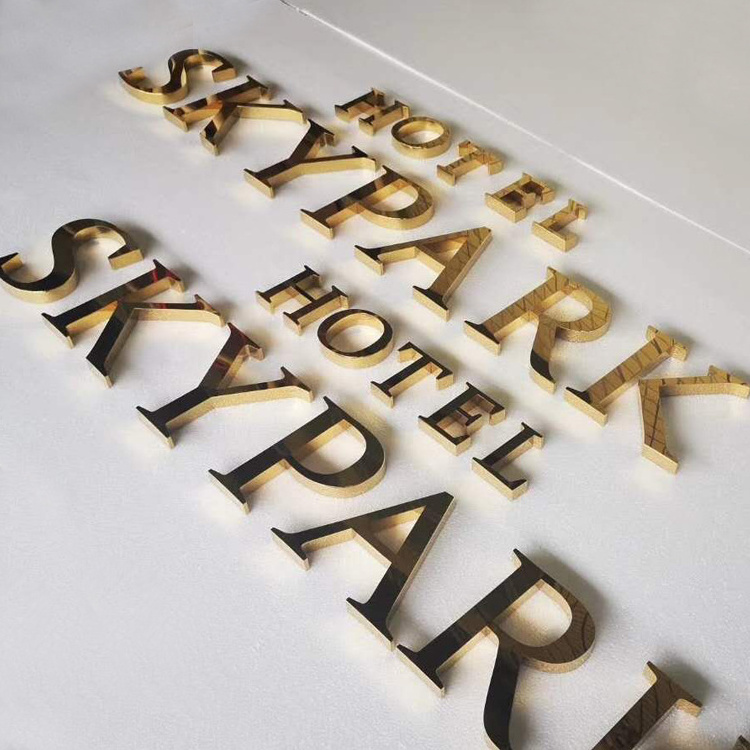 Metal letters 3d sign custom gold metal letter led signage indoor & outdoor 3d letters sign