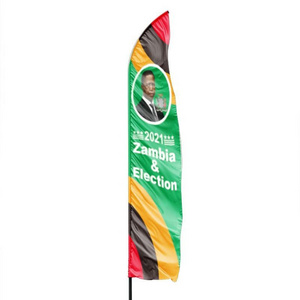 Huiyi Custom Zambian Election Beach Flag Street Decoration Advertising Promotional Beach Flag Banner Stand