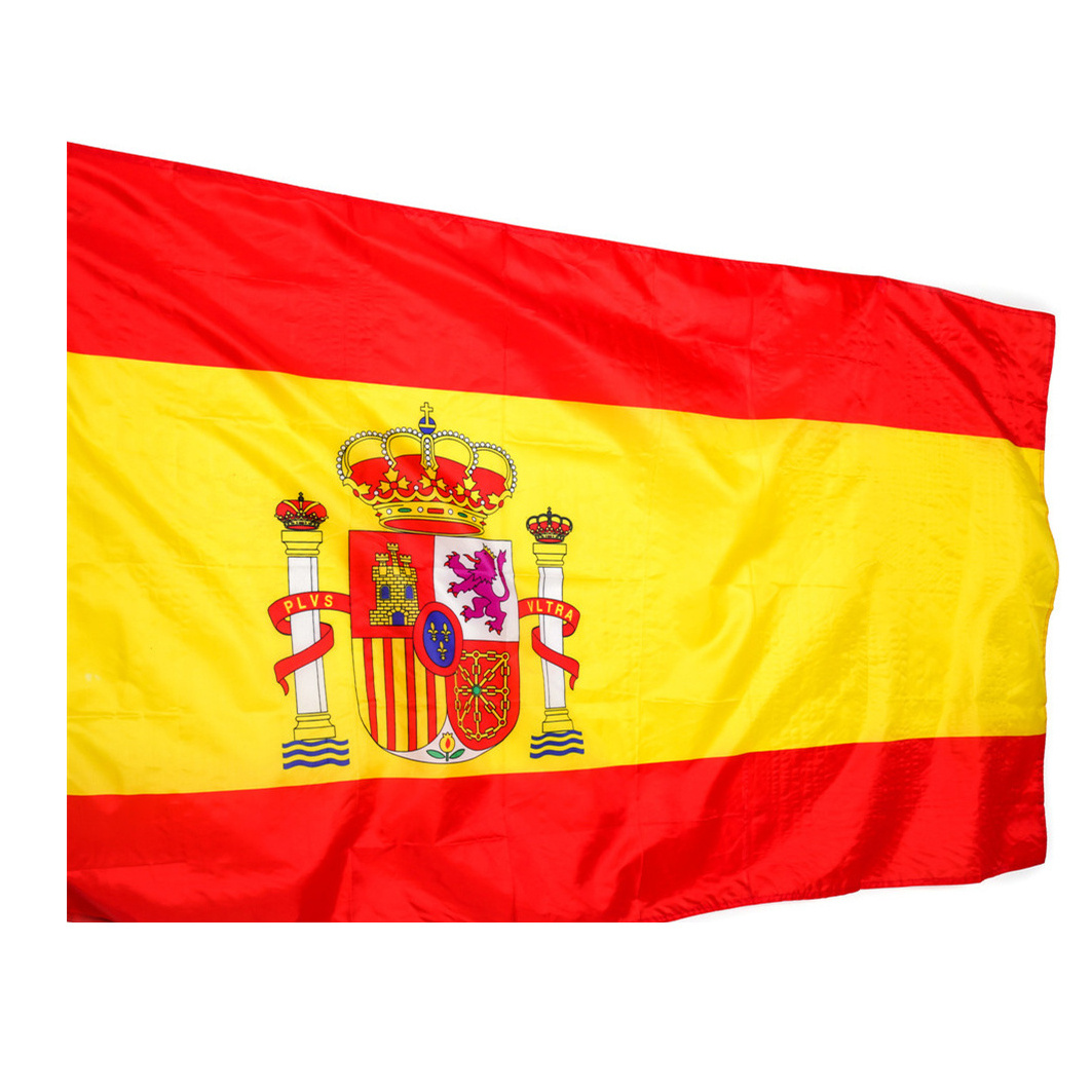 Huiyi Customized National Flag of Spain Polyester and Nylon Digital Sublimation Printed Spanish Country Flags Banner