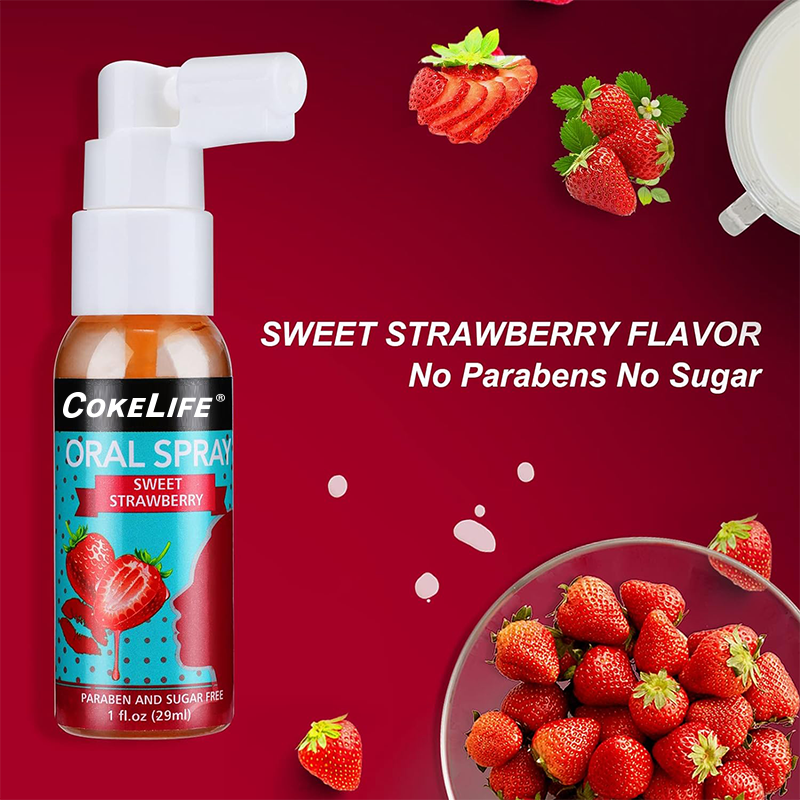 CokeLife 29ML Deep Throat Oral Sprays Free Sample Strawberry Flavor Safety Fruit Sex Water Spray Edible Lubricant For Girl