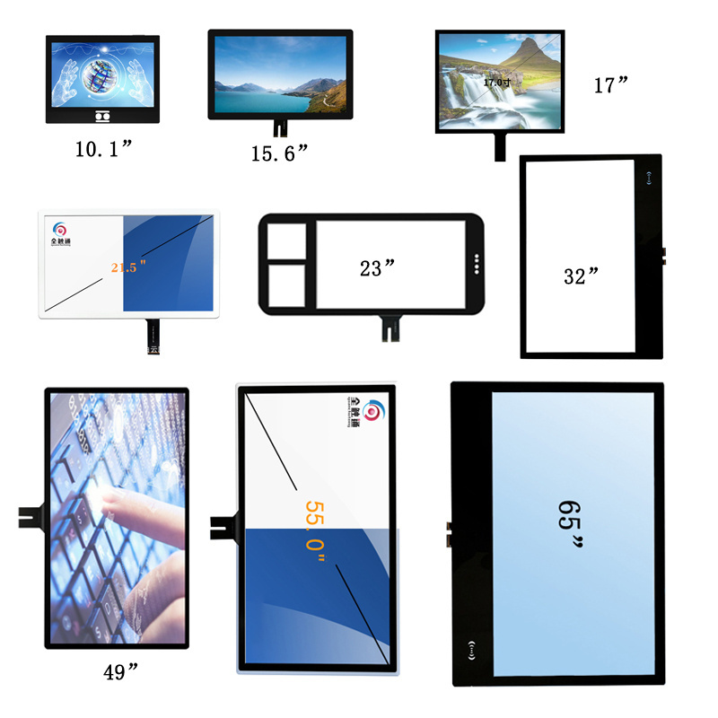 2024 new custom size 7 10.1 15 15.6 17 18.5 19 21.5 23.6 27 32 43 55 65 inch Capacitive Resistive pcap touch screen panels