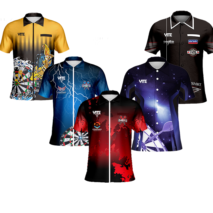 custom dart shirt design print logo high quality club dart shirts with pocket