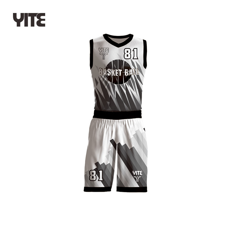 Custom Reversible Basketball Jersey Uniform Full Sublimation Print Gray Basketball Jersey Design