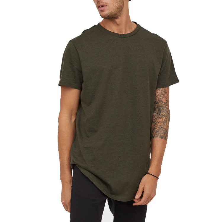 2019 Stylish bamboo cotton long t shirt men long tail t shirt round bottom