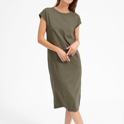 ladies blank t-shirt dress side-slit maxi t shirt dress plain cotton dress casual