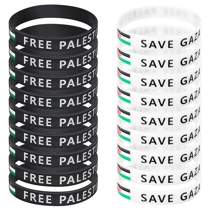 Custom Debossed Color Filled Save Gaza Flag Free Palestine Silicon Wrist Bands Palestine Rubber Silicone Bracelet Wristband