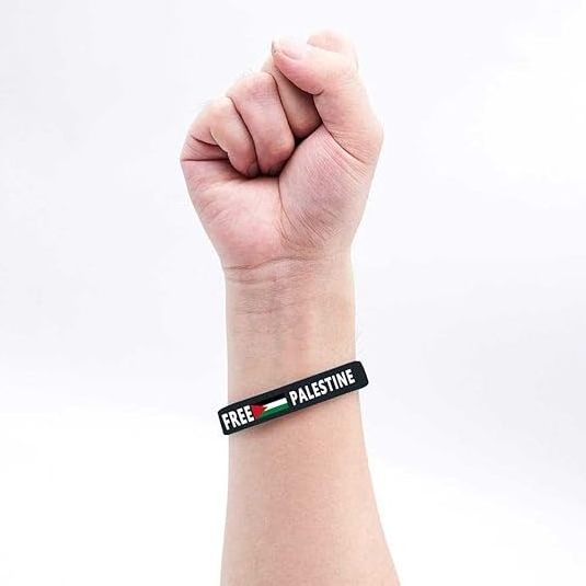 Custom Debossed Color Filled Save Gaza Flag Free Palestine Silicon Wrist Bands Palestine Rubber Silicone Bracelet Wristband