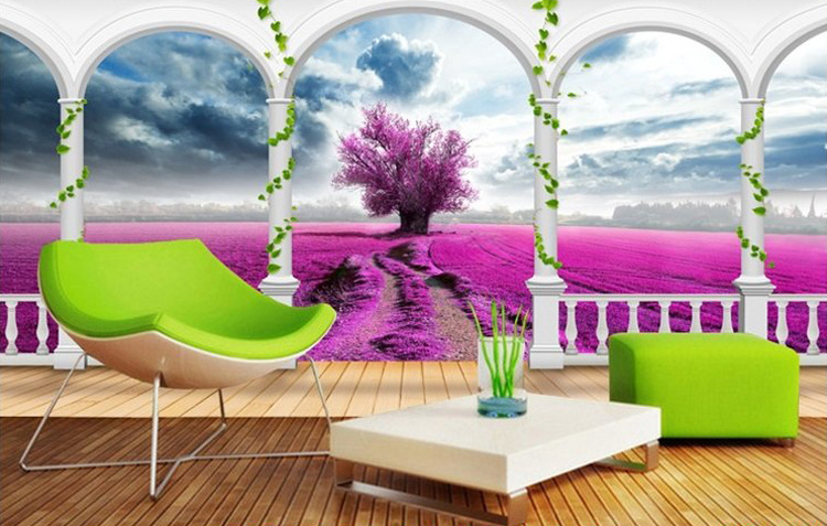 guangzhou ihouse landscape sea view roman column sea blue sky white clouds 3D mural wallpaper