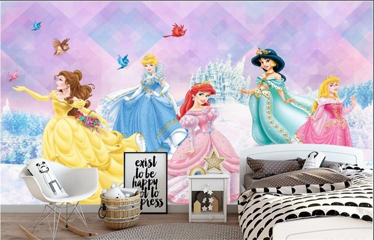 Guangzhou ihouse 2023 Cartoon children's room snow white princess Girls wall mural and wall paper