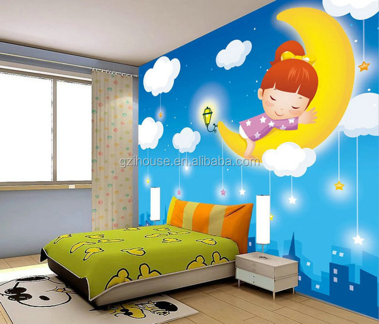 KT028 guangzhou ihouse 3D carton wall mural for girls bedroom