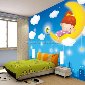 KT028 guangzhou ihouse 3D carton wall mural for girls bedroom