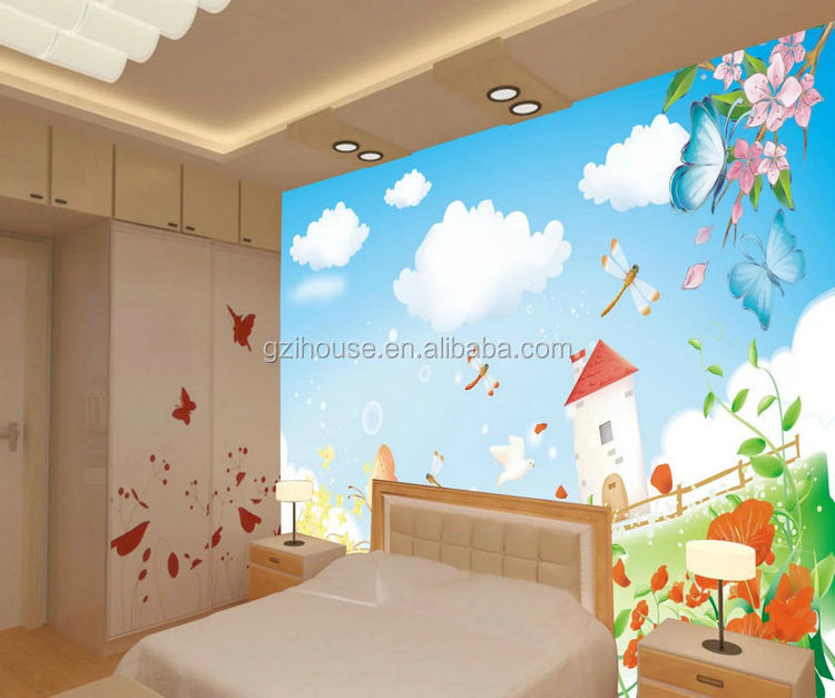 KT028 guangzhou ihouse 3D carton wall mural for girls bedroom