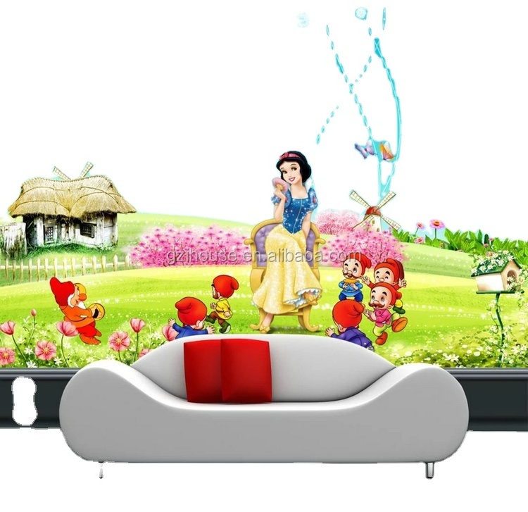 KT007 guangzhou ihouse princess cartoon wallpaper mural for kids room decoration