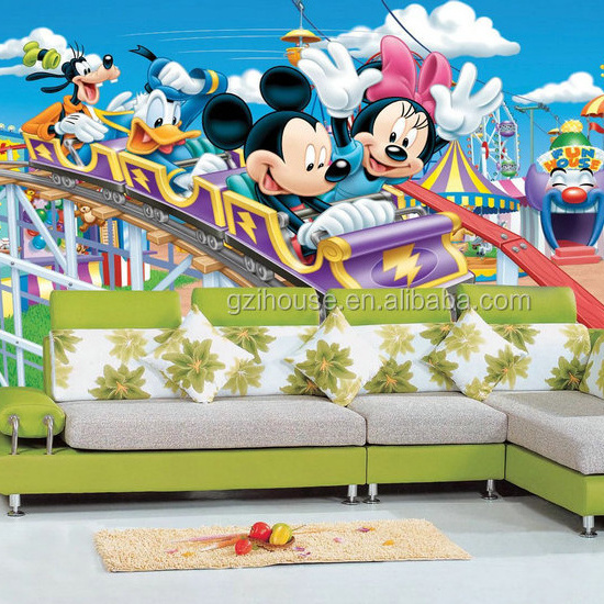 KT007 guangzhou ihouse princess cartoon wallpaper mural for kids room decoration