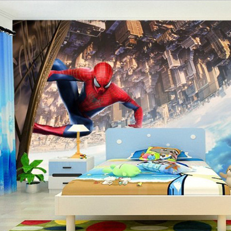 Cartoon children's room spiderman superman designs 3D wall mural