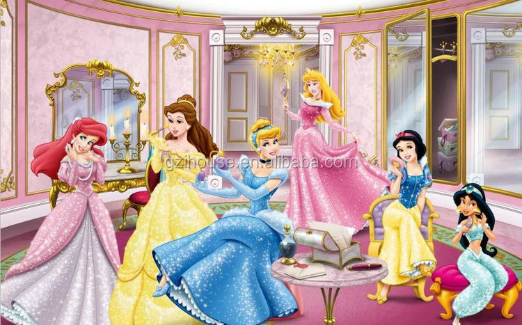 KT071 guangzhou ihouse 3D cartoon princess wallpaper mural