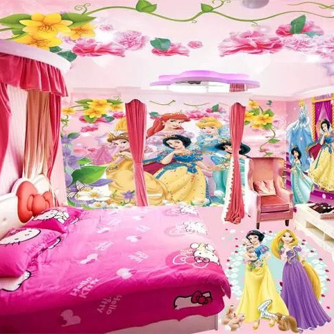 Guangzhou ihouse 2023 Cartoon children's room snow white princess Girls wall mural and wall paper